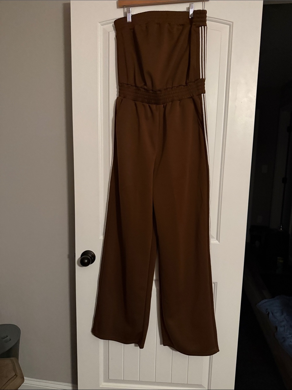 Women’s Strapless Wide-Leg Jumpsuit in Brown